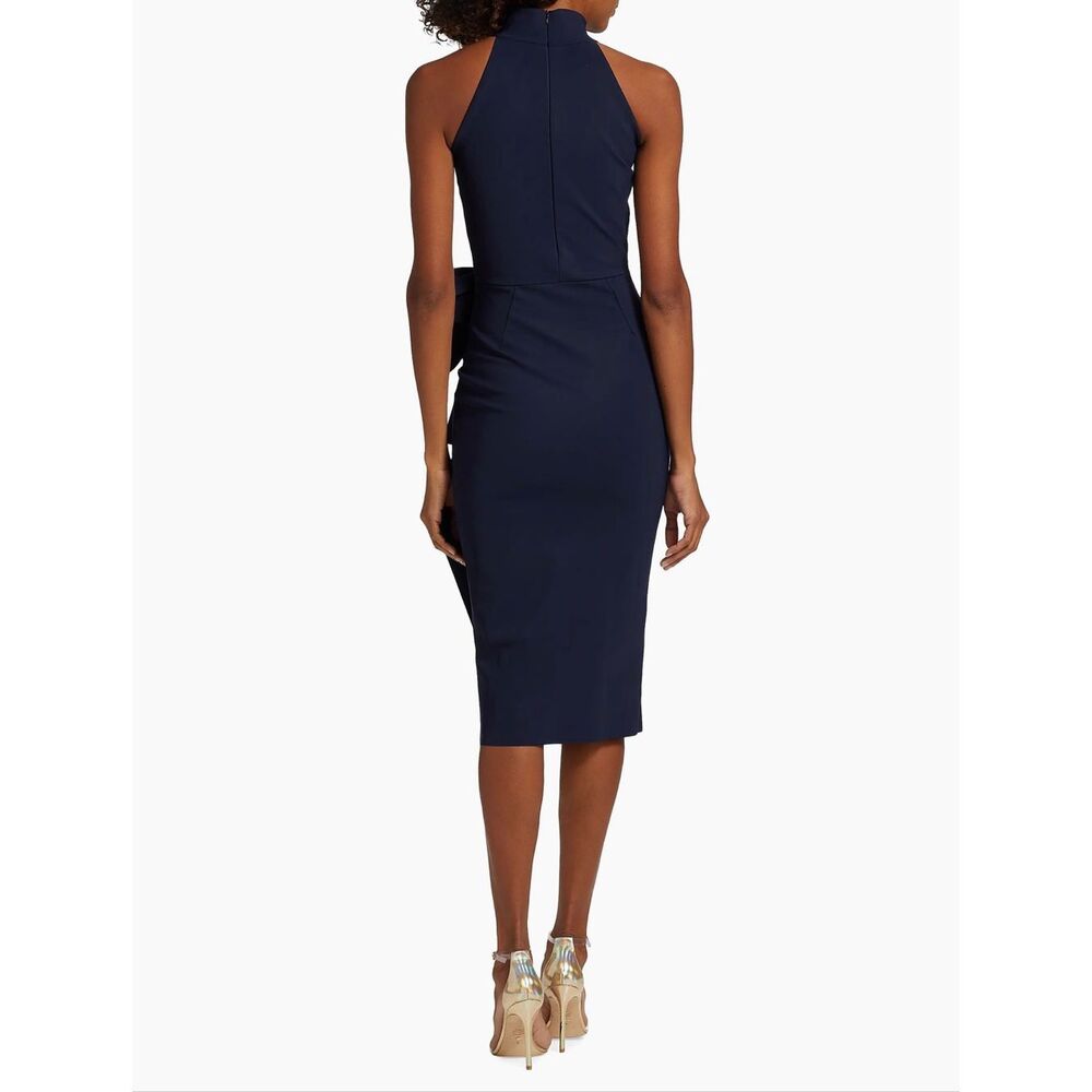 Chiara Boni La Petite Robe Halter Ruffle Midi Dress in Blue Notte US 2 $695 - Picture 5 of 14